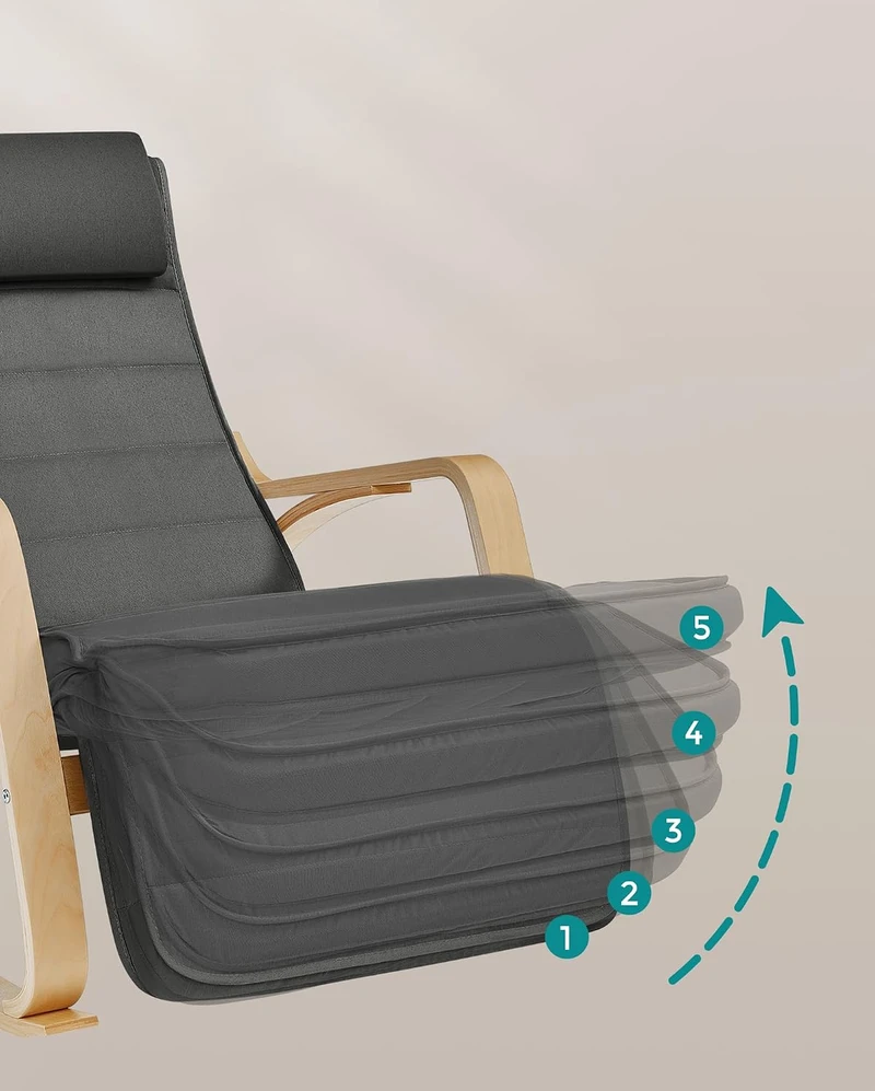 SONGMICS supamasis fotelis su 5 padėčių reguliuojama kojų atrama, iki 150 kg, LYY10G