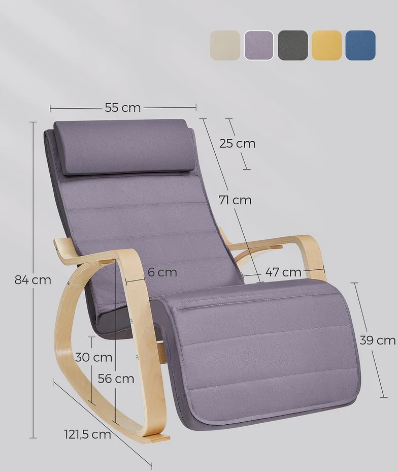 SONGMICS supamasis fotelis su reguliuojamu pakoju iki 150 kg LYY010G01