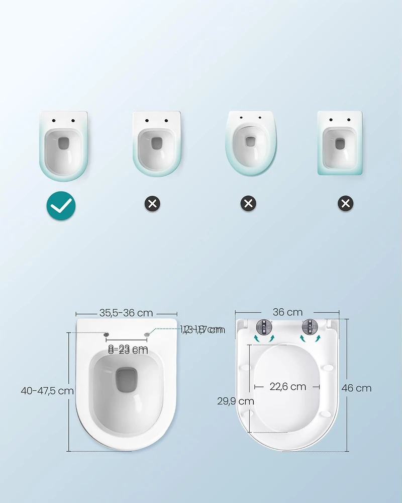 SONGMICS tualeto sėdynė D formos su lėto nusileidimo mechanizmu, balta BTL003WZ01