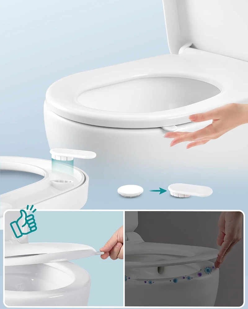 SONGMICS tualeto sėdynė D formos su lėto nusileidimo mechanizmu, balta BTL003WZ01