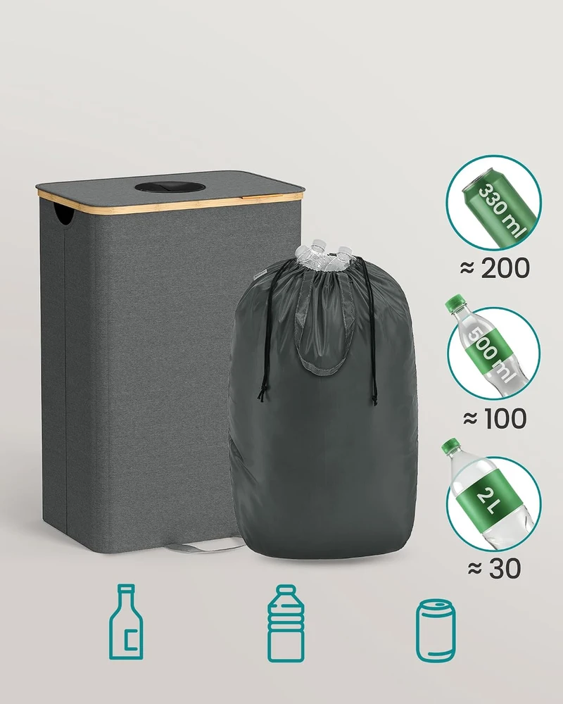 SONGMICS užstato taros surinkimo dėžė 95 l su įmetimo anga ir dangčiu RRB509G01