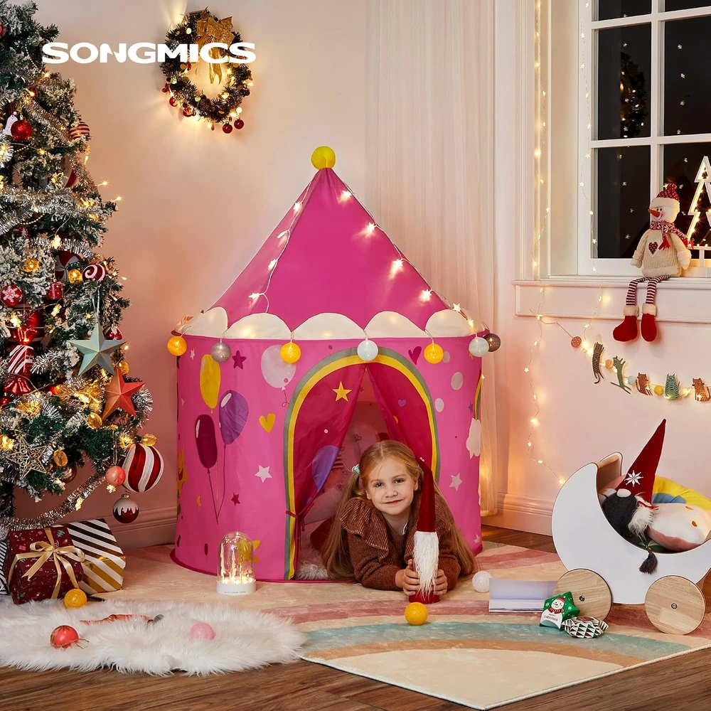 SONGMICS vaikiška žaidimų palapinė princesės pilis 101 x 101 x 135 cm LPT04PY