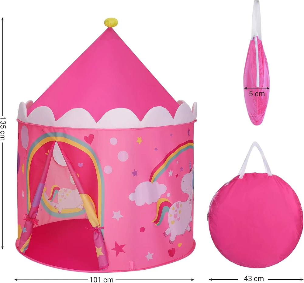 SONGMICS vaikiška žaidimų palapinė princesės pilis 101 x 101 x 135 cm LPT04PY