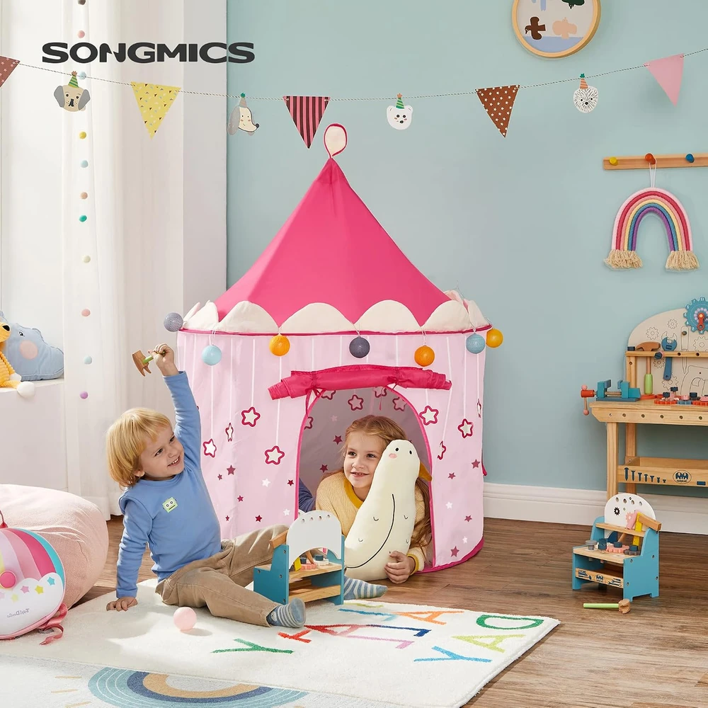 SONGMICS vaikiška žaidimų palapinė Princesės pilis 101 x 101 x 135 cm LPT01PK
