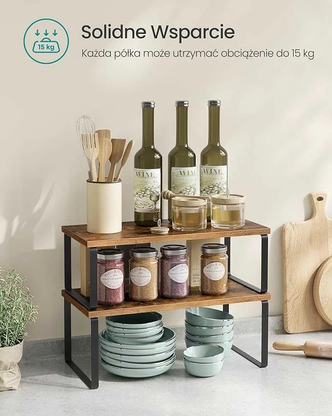 SONGMICS Virtuvės lentynėlė, juoda/ruda