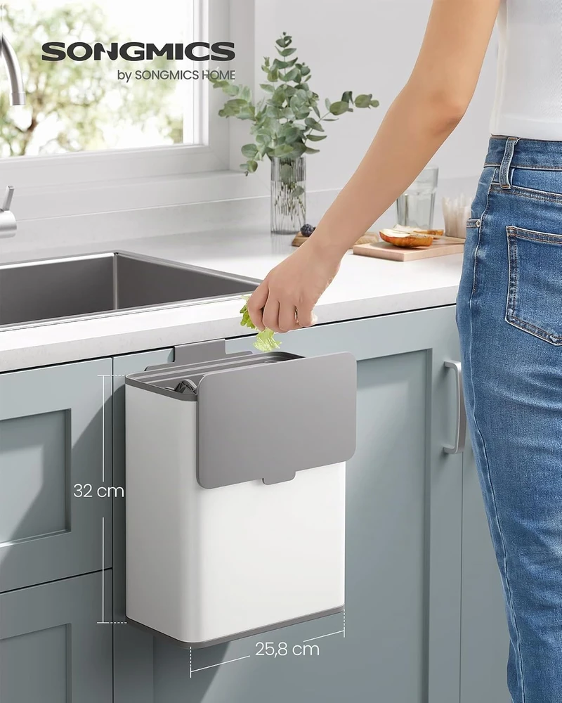 SONGMICS virtuvinė šiukšliadėžė maisto atliekoms su dangčiu, 8 l, B0D22FL16N