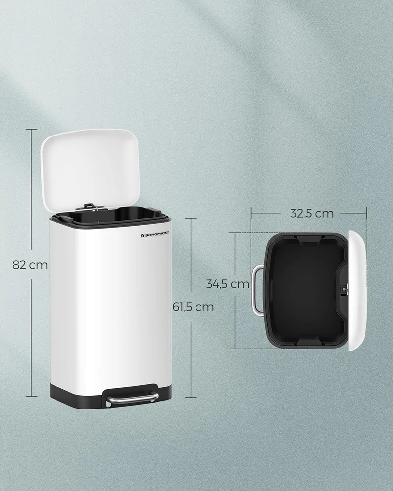 Songmics Atliekų dėžė 30 L balta