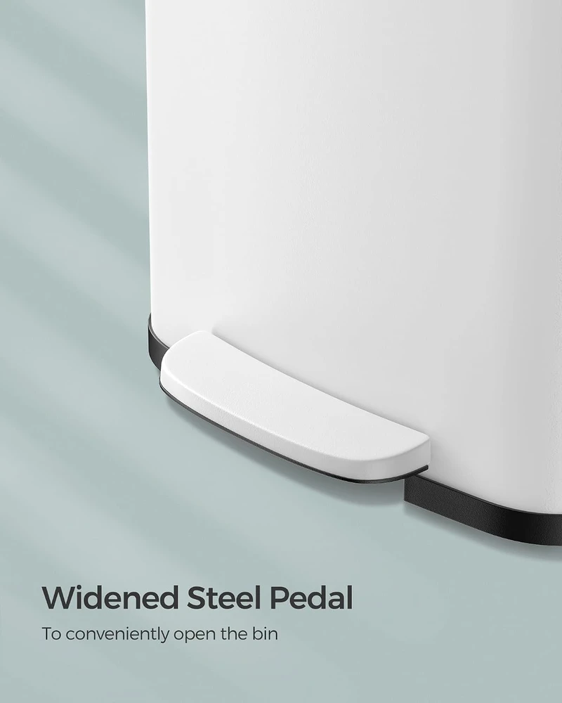 SONGMICS virtuvinė šiukšliadėžė su pedalu, 50 l, balta ir juoda
