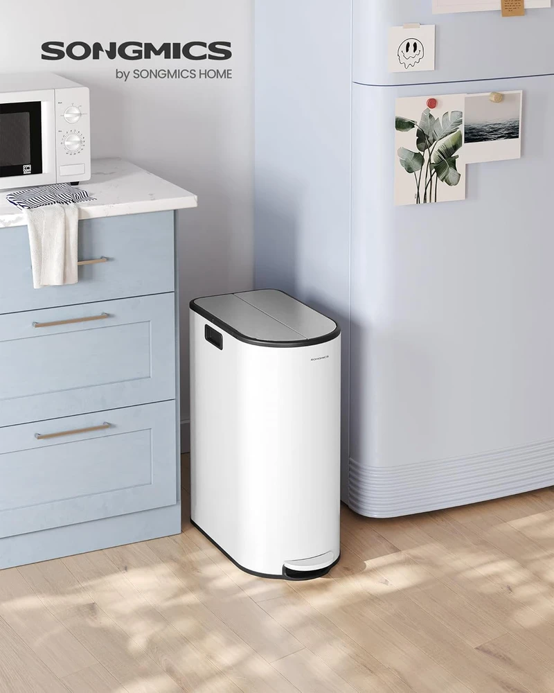 SONGMICS virtuvinė šiukšliadėžė su pedalu, 2 skyriai, 30 l ir 20 l, B0CMTW4HX1