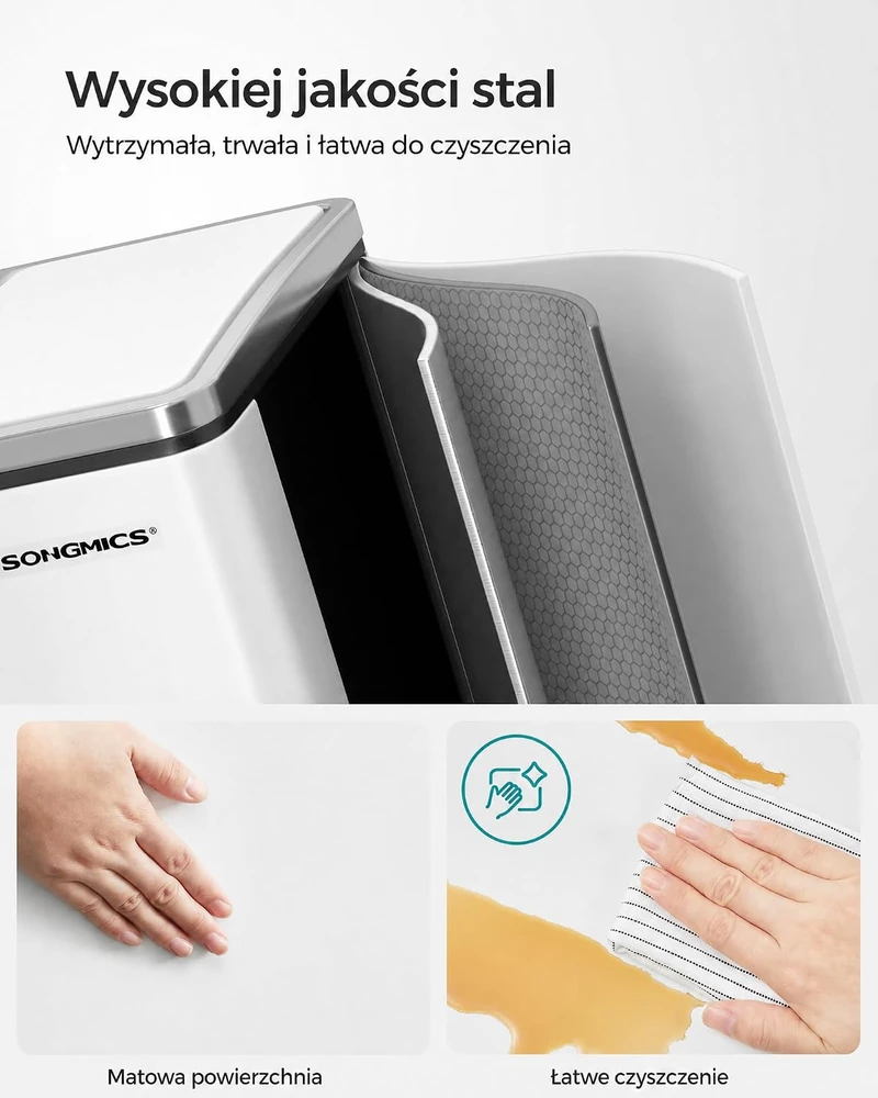 SONGMICS virtuvinė šiukšliadėžė su pedalu, 2 skyriai po 15 l, B08571RVGK