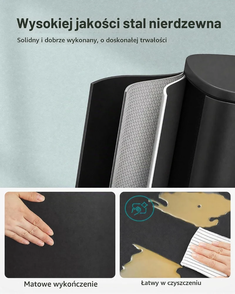 SONGMICS virtuvinė šiukšliadėžė su pedalu, 50 l, juoda, plieninė