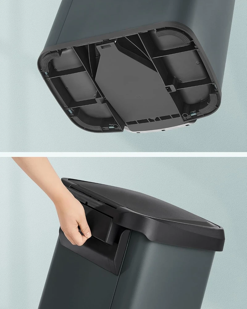 SONGMICS virtuvinė šiukšliadėžė su pedalu, 50 l, su dangčiu ir anglies filtru