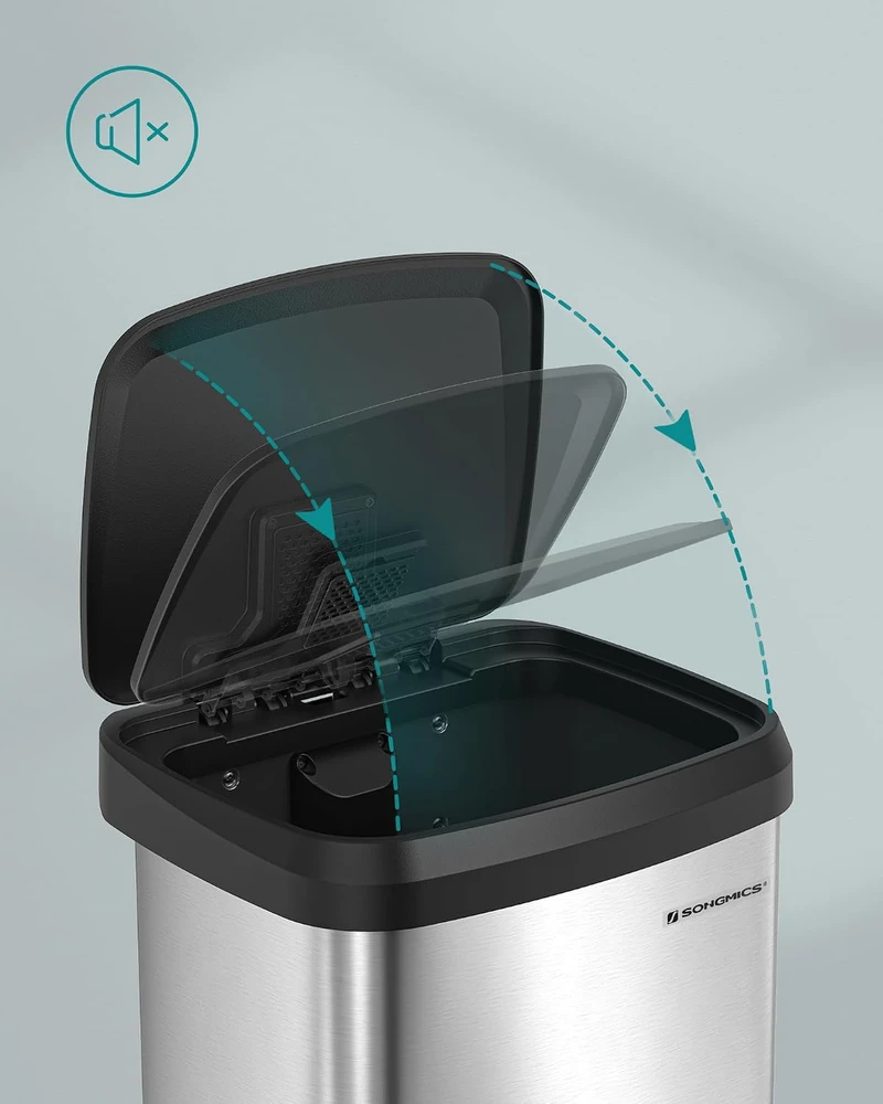 SONGMICS virtuvinė šiukšliadėžė su pedalu ir anglies filtru, 50 l, B0C39TX4HD