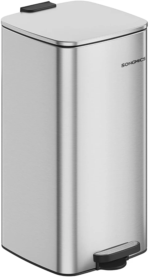 Songmics 30 litrų talpos plieninė šiukšliadėžė metallic sidabrinis