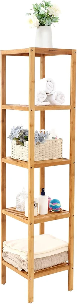 Songmics Bambukas 5 lentynos 33 x 33 x 146 cm siauras