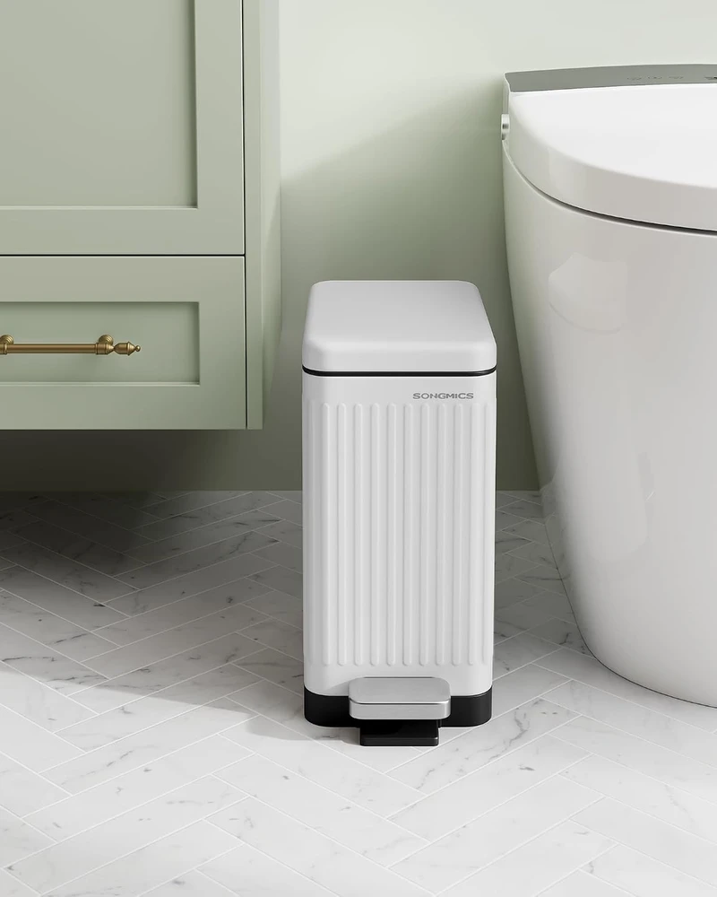 SONGMICS vonios kambario šiukšliadėžė su pedalu ir tylaus užsidarymo dangčiu, 10 l, LTB562W01