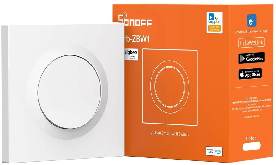 SONOFF išmanusis sieninis Zigbee 3.0 jungiklis 1 kanalo 10 A ZBMINIR2-E