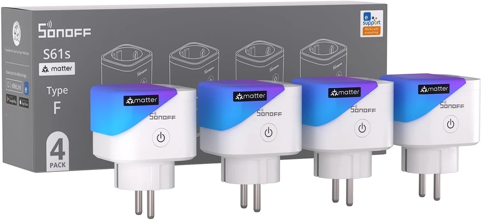 SONOFF S61s Matter išorinis kištukas per Wi-Fi, 4 vnt. pakuotėje