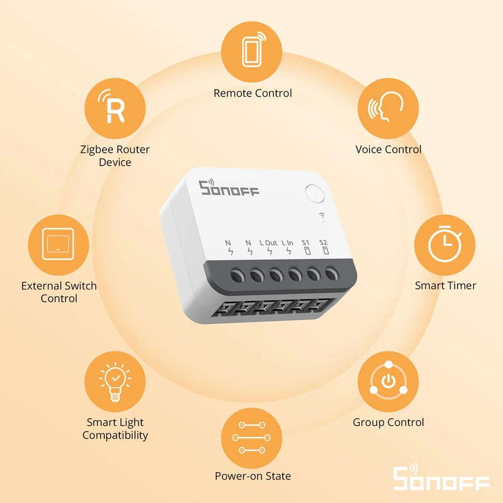 SONOFF išmanusis Zigbee jungiklio modulis 10 A, 2400 W, 4 vnt., ZBMINIR2-4PACK