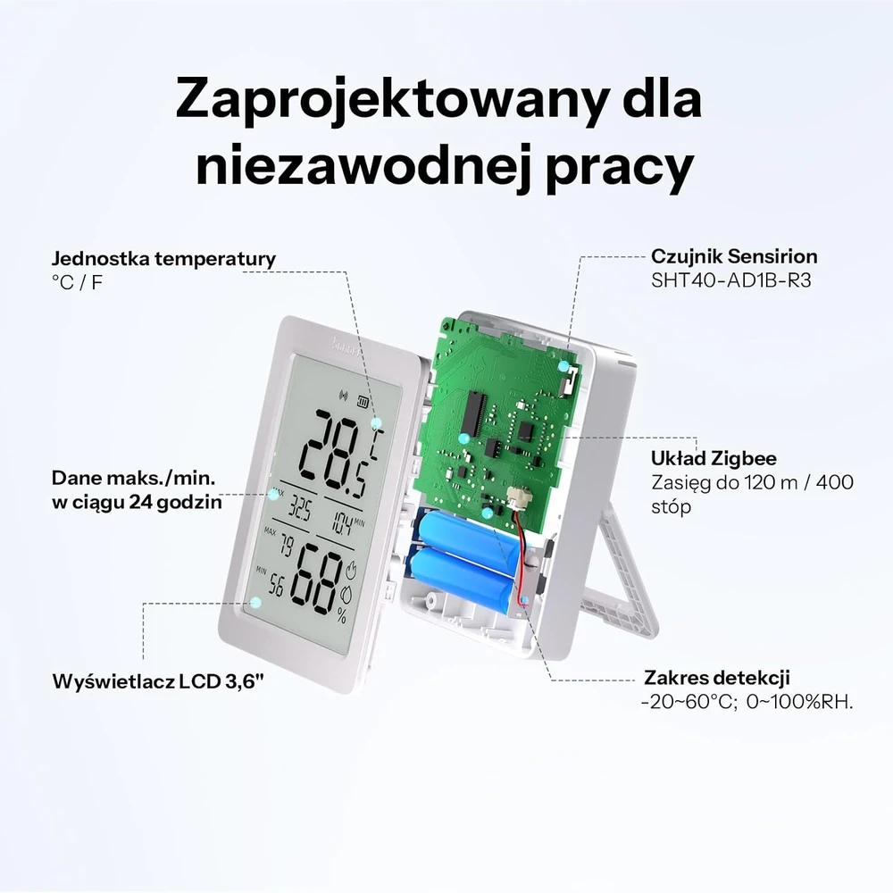 SONOFF ZigBee SNZB-02DR2 temperatūros ir drėgmės jutiklis, 2 vnt.