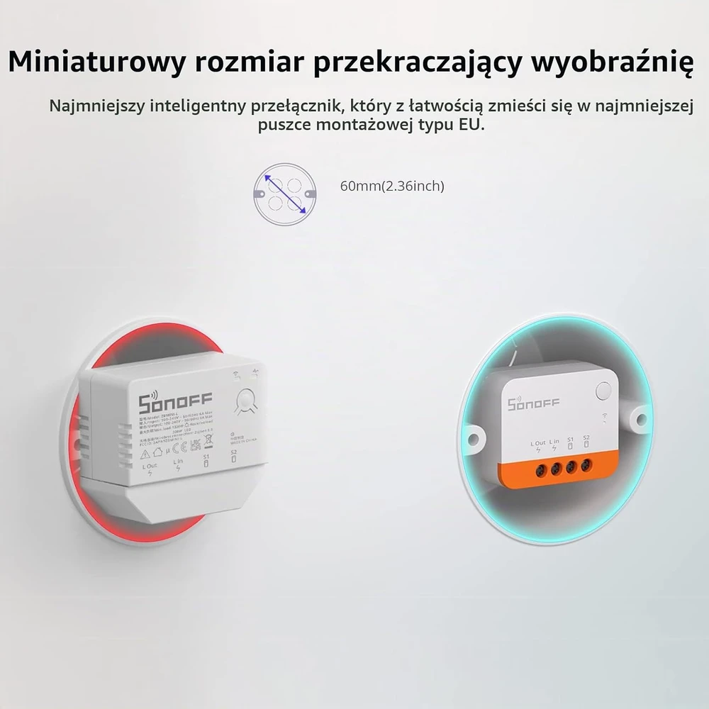 SONOFF ZigBee išmanusis jungiklis be neutralaus laido 6 A 1440 W ZBMINIL2