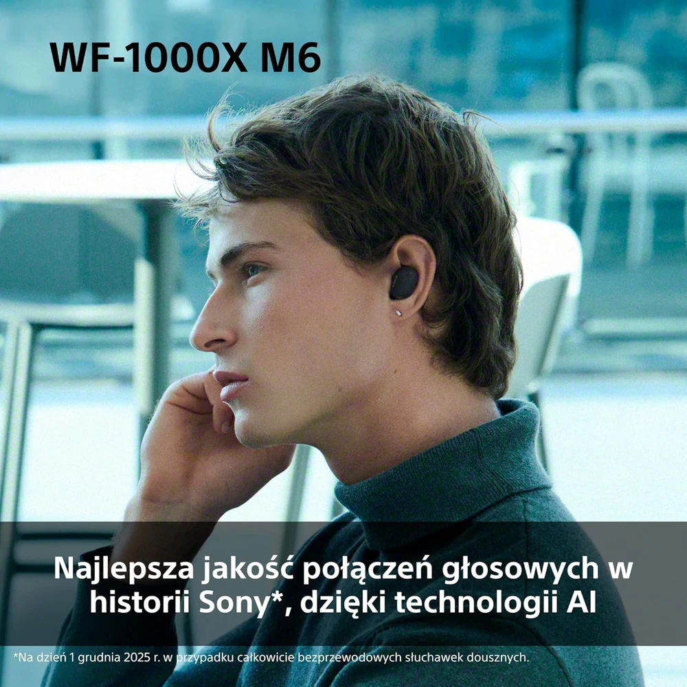 Sony belaidės ausinės su aktyvia triukšmo slopinimo funkcija, Bluetooth, IPX4, WF-1000XM6B.CE7