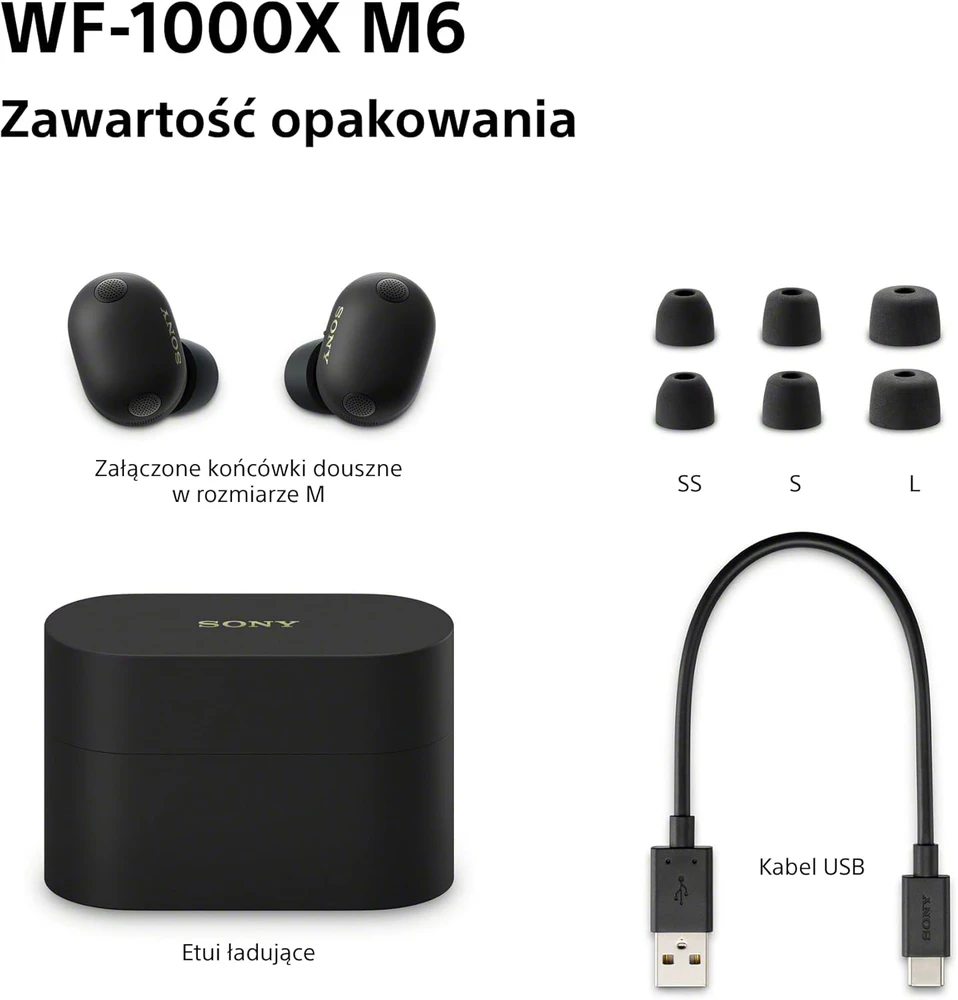 Sony belaidės ausinės su aktyvia triukšmo slopinimo funkcija, Bluetooth, IPX4, WF-1000XM6B.CE7