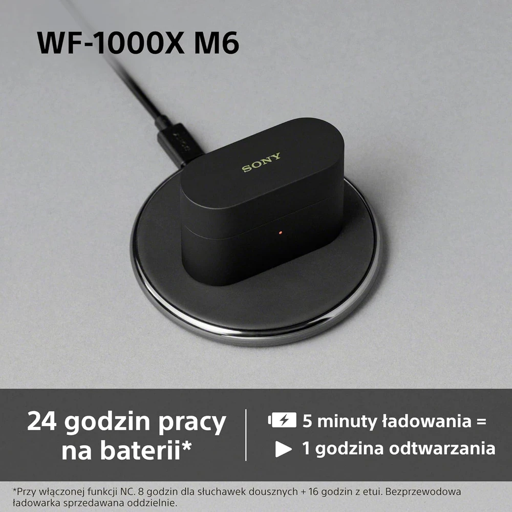 Sony belaidės ausinės su aktyvia triukšmo slopinimo funkcija, Bluetooth, IPX4, WF-1000XM6B.CE7