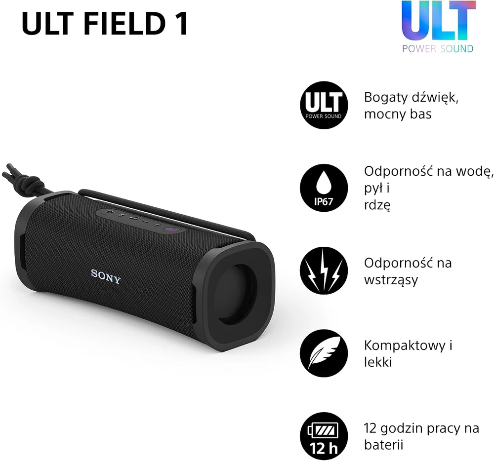 Nešiojama kolonėlė Sony ULT Field 1, Juodos spalvos