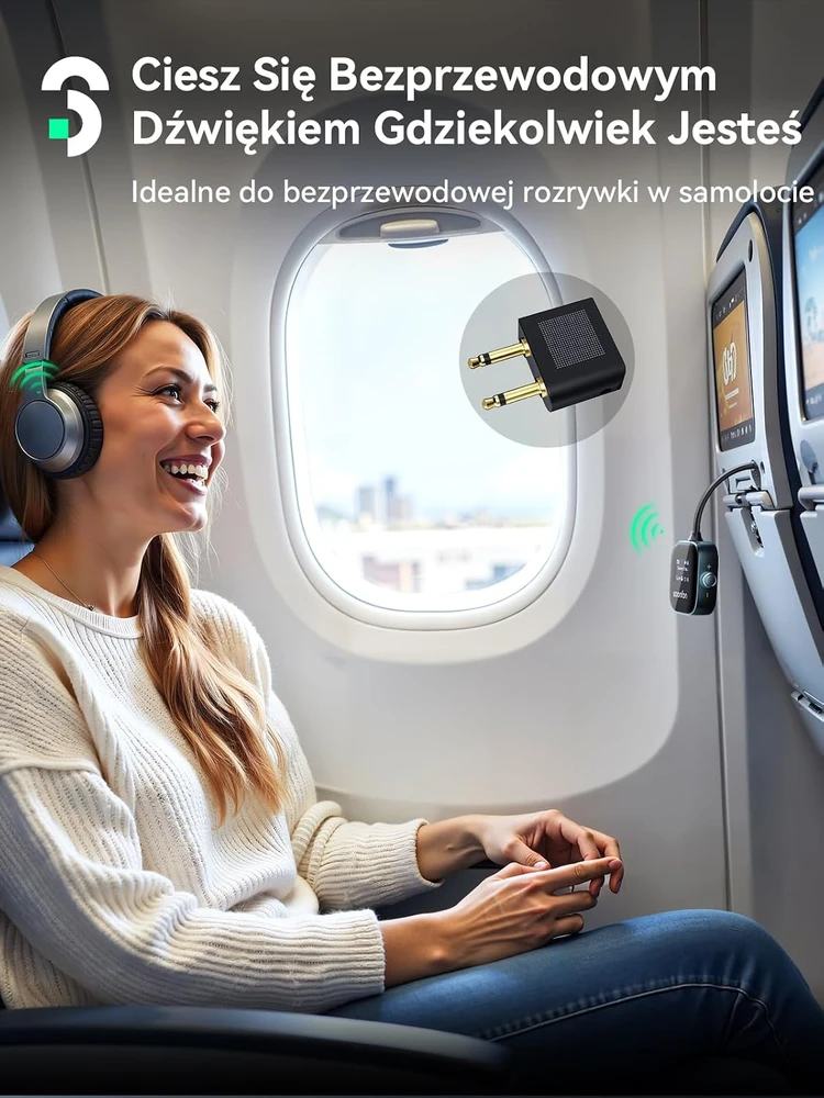 SOOMFON Bluetooth 5.3 garso siųstuvas-imtuvas su LCD ekranu, 3,5 mm AUX, BT34-BN1
