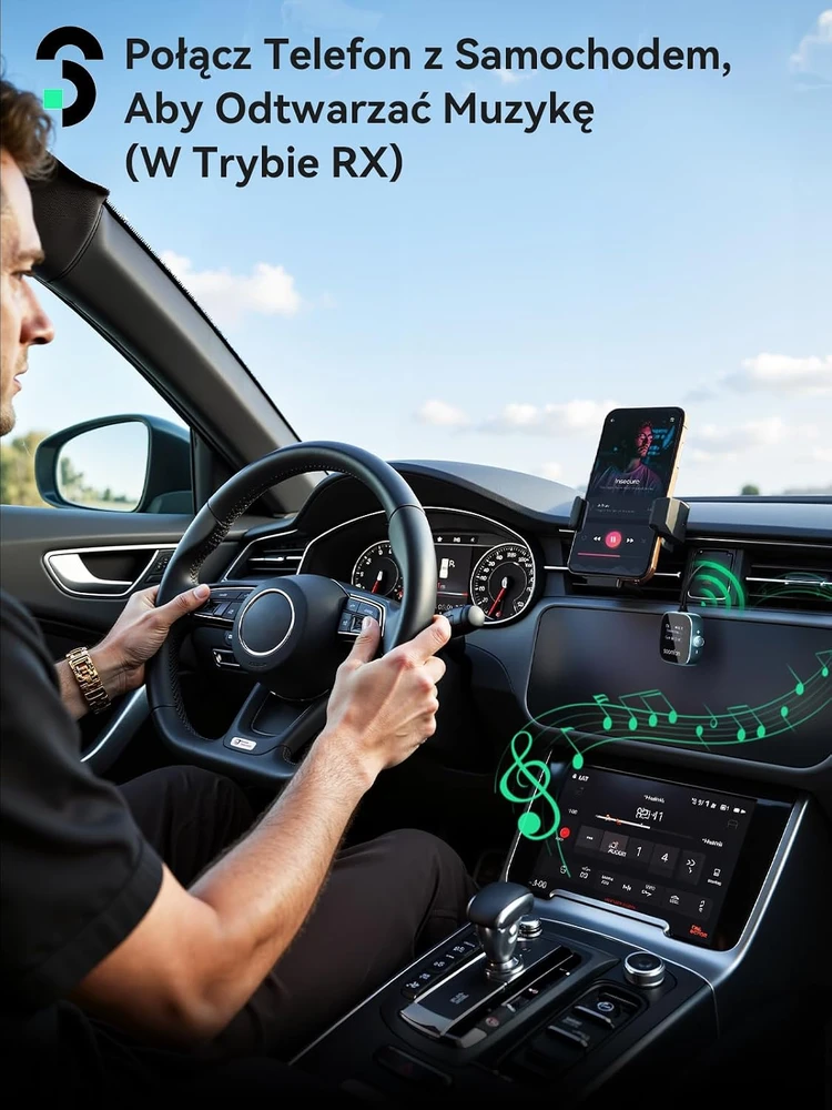 SOOMFON Bluetooth 5.3 garso siųstuvas-imtuvas su LCD ekranu, 3,5 mm AUX, BT34-BN1