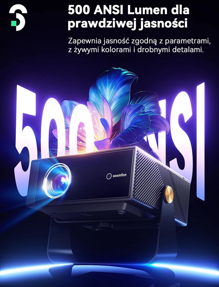 SOOMFON nešiojamasis išmanusis projektorius 1920 x 1080 su Wi-Fi ir Bluetooth SK3