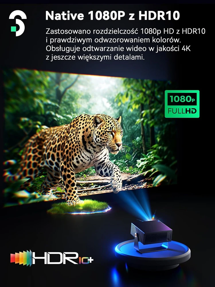 SOOMFON nešiojamasis išmanusis projektorius 1920 x 1080 su Wi-Fi ir Bluetooth SK3