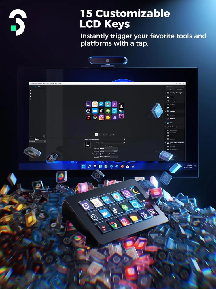 SOOMFON transliacijų valdiklis su 15 LCD makro klavišų ir USB, CN001