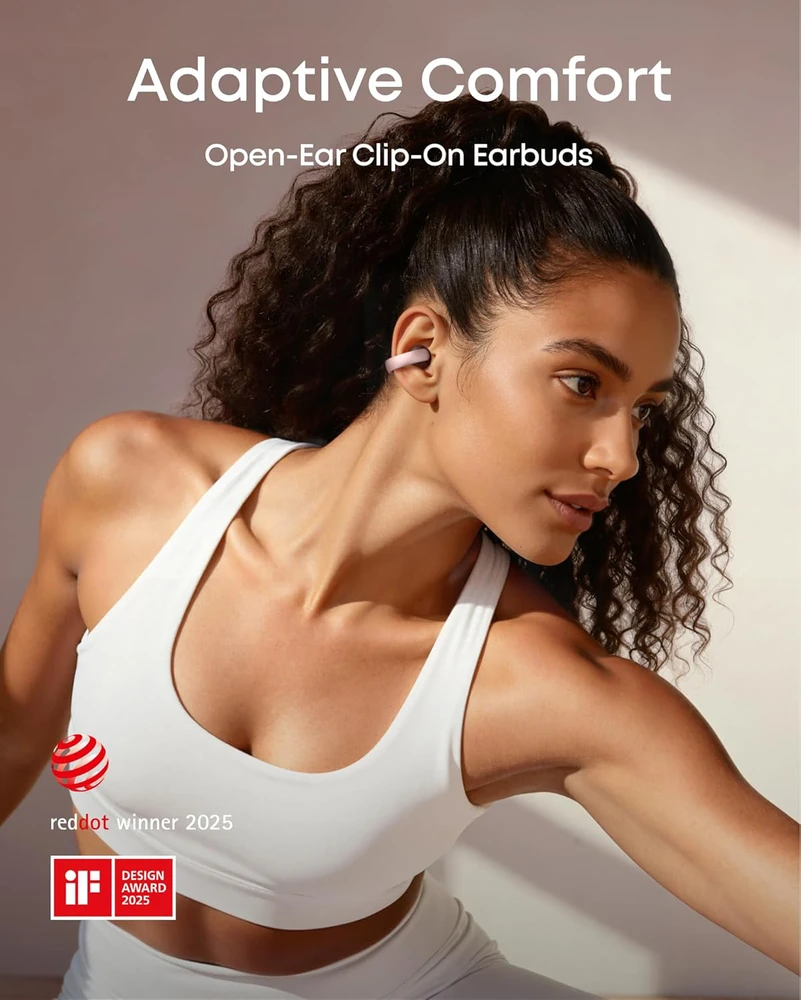 soundcore AeroClip belaidės atviros konstrukcijos ausinės su mikrofonu, Bluetooth 5.3, rožinės