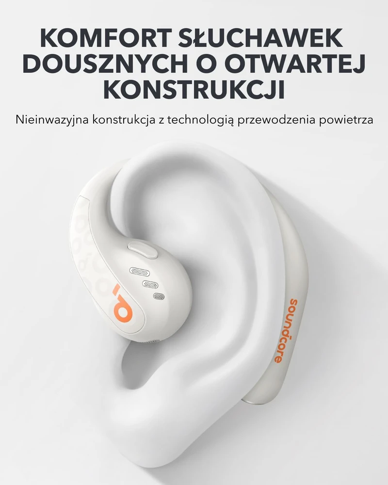Soundcore AeroFit Pro atviros konstrukcijos belaidės sportinės ausinės, Bluetooth 5.3, baltos, A3871