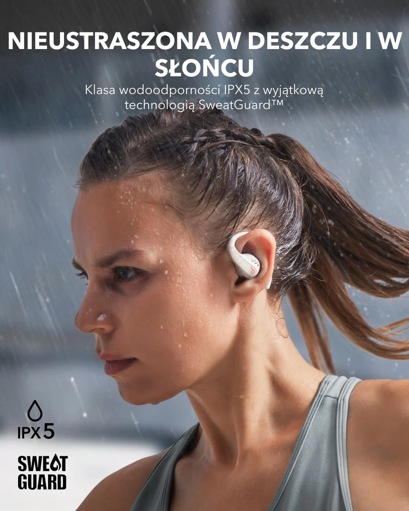 Soundcore AeroFit Pro atviros konstrukcijos belaidės sportinės ausinės, Bluetooth 5.3, baltos, A3871