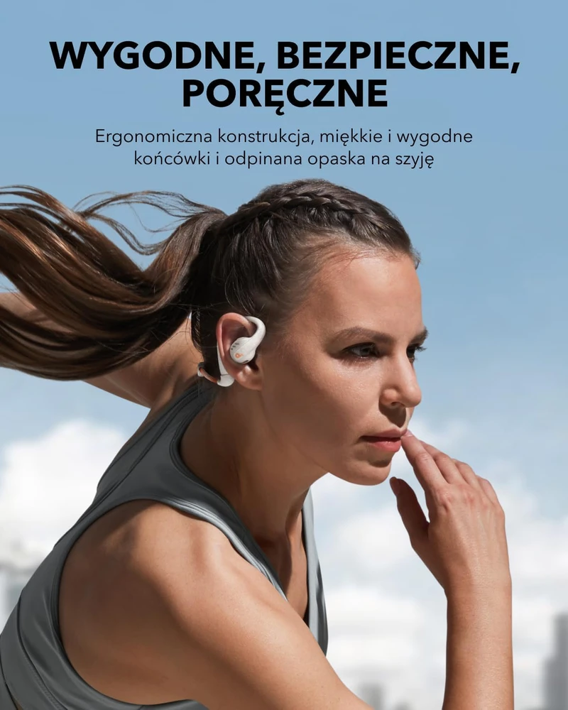 Soundcore AeroFit Pro atviros konstrukcijos belaidės sportinės ausinės, Bluetooth 5.3, baltos, A3871