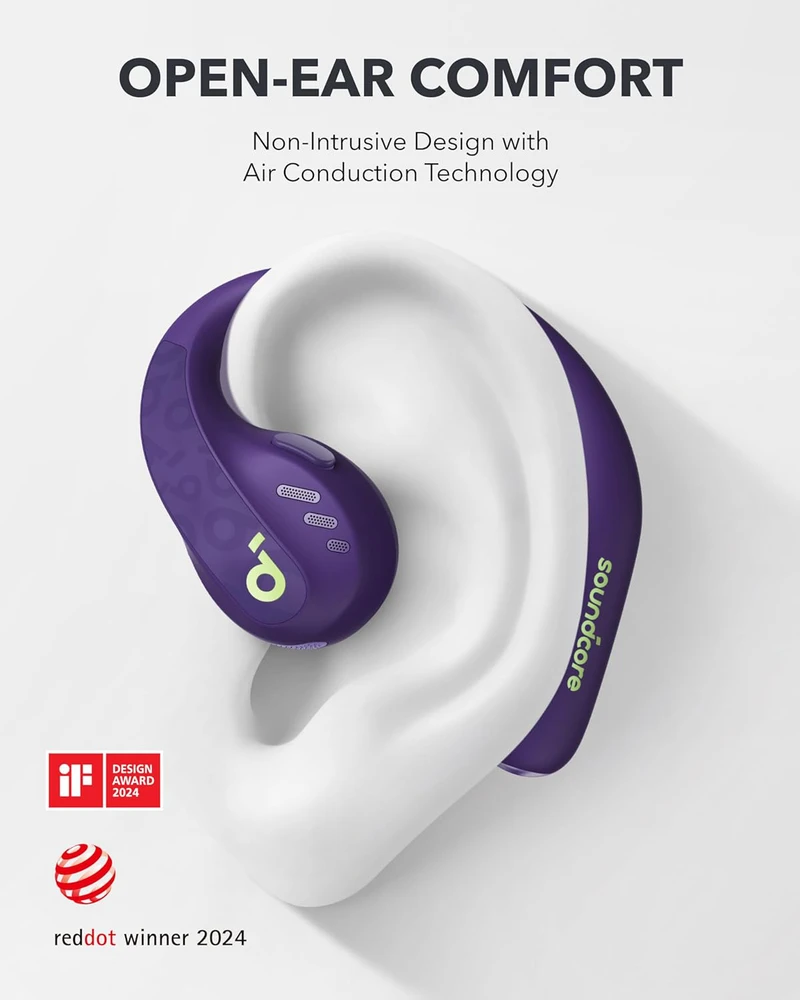 Soundcore AeroFit Pro atviros konstrukcijos belaidės ausinės su Bluetooth 5.3, tvirtinimu už ausų, LDAC, IPX5
