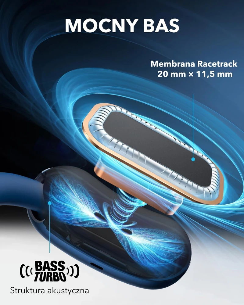 soundcore atviros belaidės ausinės AeroFit 2 Bluetooth 5.4 Hi-Res LDAC, 42 val., A3874