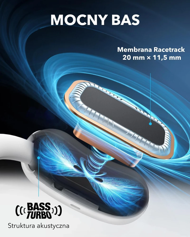 soundcore atviros belaidės ausinės AeroFit 2 Bluetooth 5.4, LDAC, 42 val., A3874