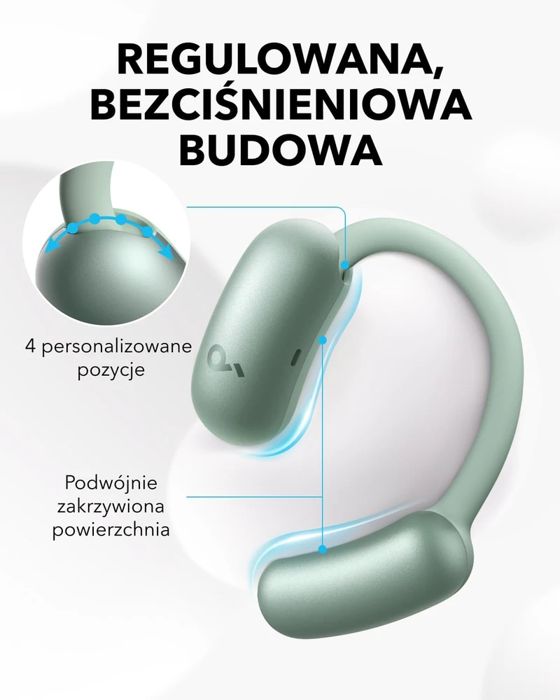 soundcore atviros belaidės ausinės AeroFit 2 su Bluetooth 5.4, žalios A3874