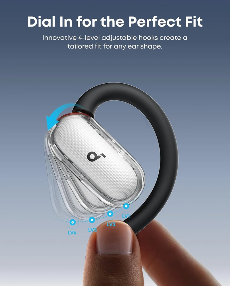 Soundcore atviros konstrukcijos belaidės ausinės V40i, Bluetooth 5.4, IP55, balta