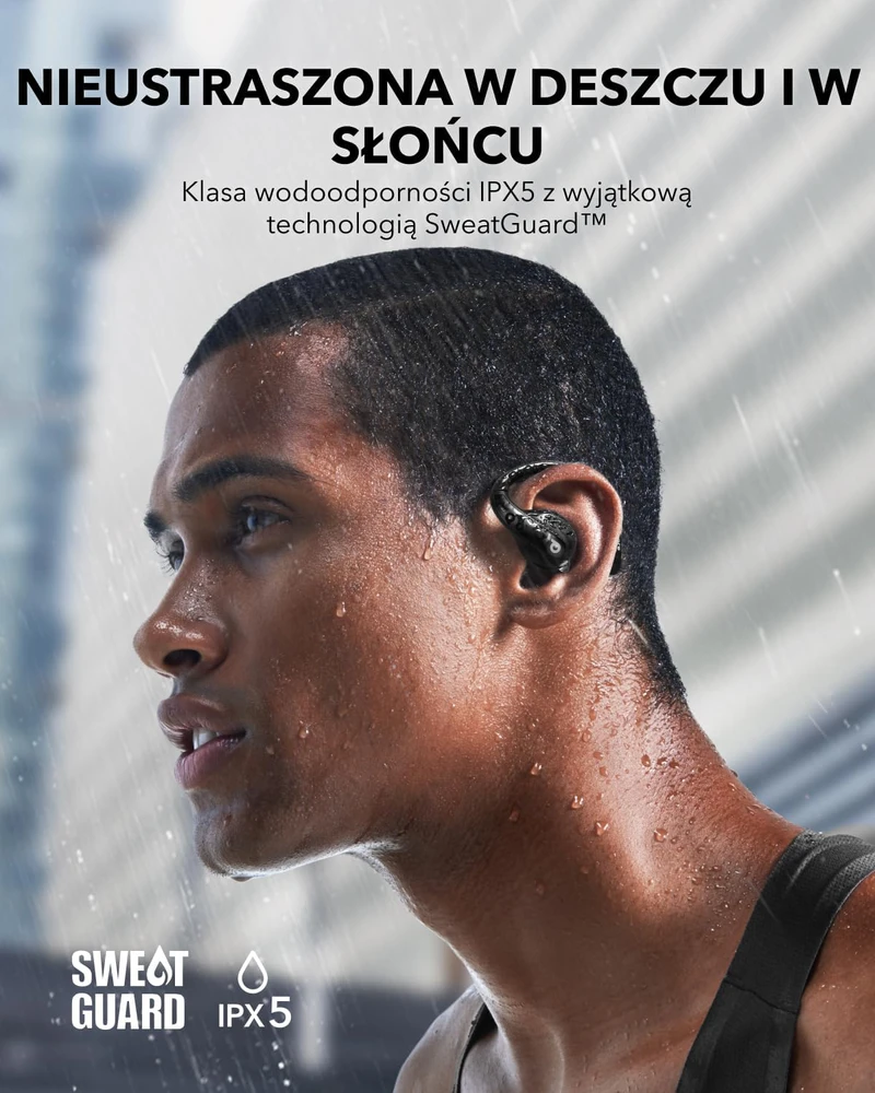 Soundcore atviros konstrukcijos belaidės ausinės su tvirtinimu prie ausų, Bluetooth 5.3, juodos, AeroFit Pro
