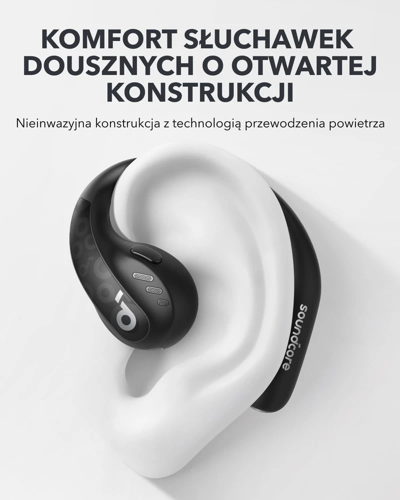 Soundcore atviros konstrukcijos belaidės ausinės su tvirtinimu prie ausų, Bluetooth 5.3, juodos, AeroFit Pro