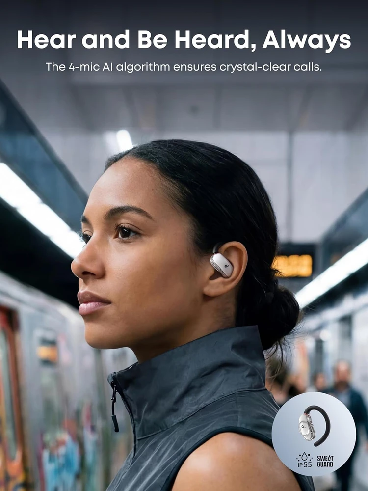 Soundcore atviros konstrukcijos belaidės ausinės V40i, Bluetooth 5.4, IP55, balta