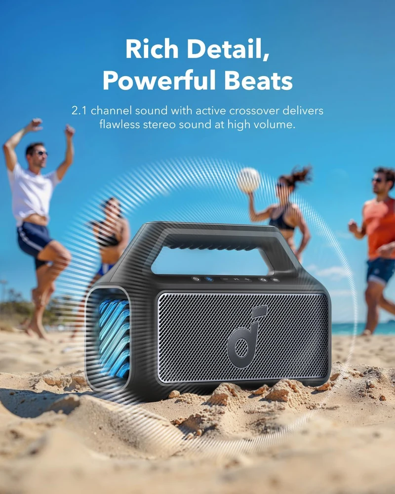 soundcore belaidė išorinė kolonėlė Boom 2, 80W, subuferis, BassUp 2.0, Bluetooth 5.3, IPX7