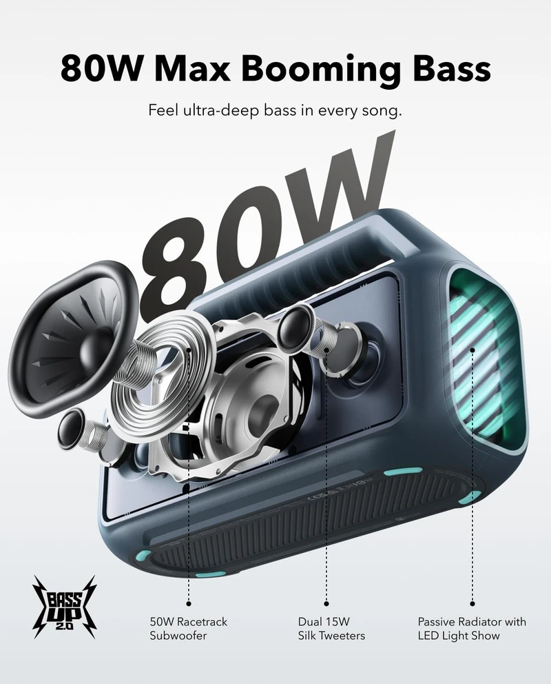 Soundcore Motion Boom 2 nešiojama kolonėlė, juodos spalvos