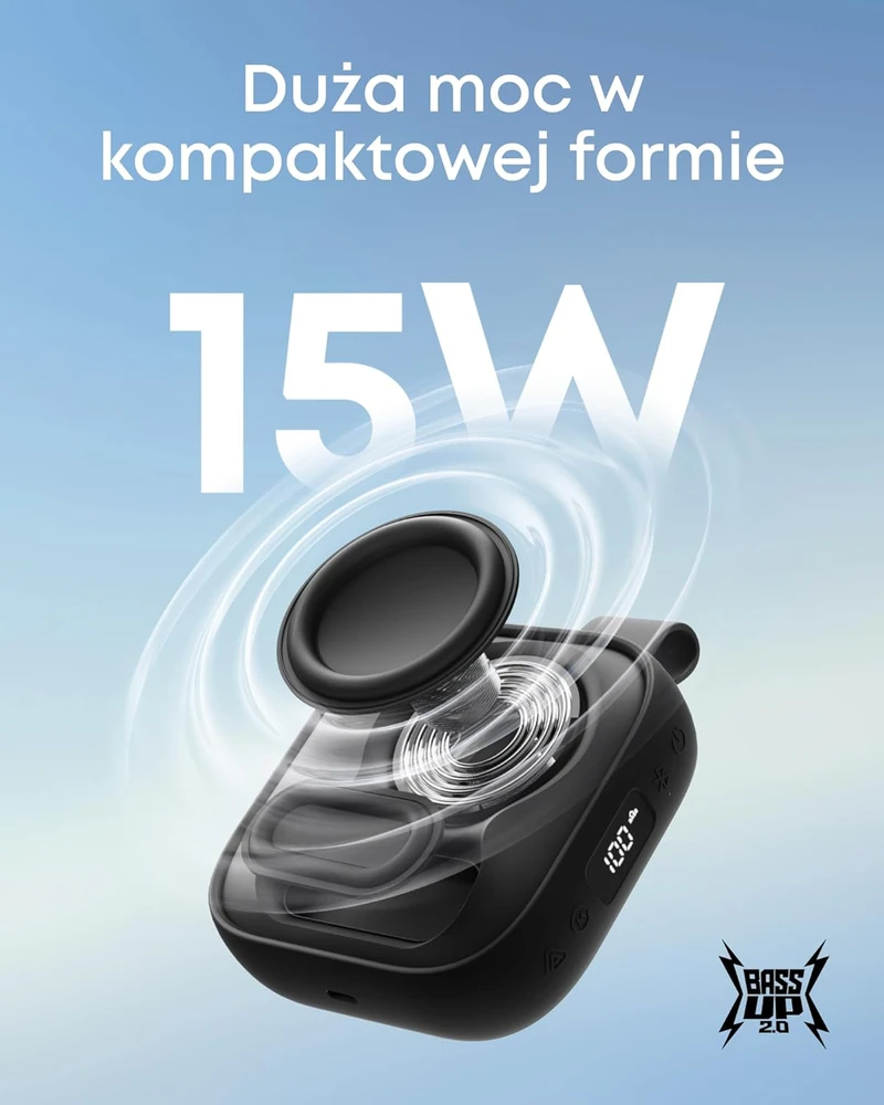 soundcore belaidė nešiojama Bluetooth kolonėlė 15 W, IP68, BassUp 2.0, Boom Go 3i, juoda