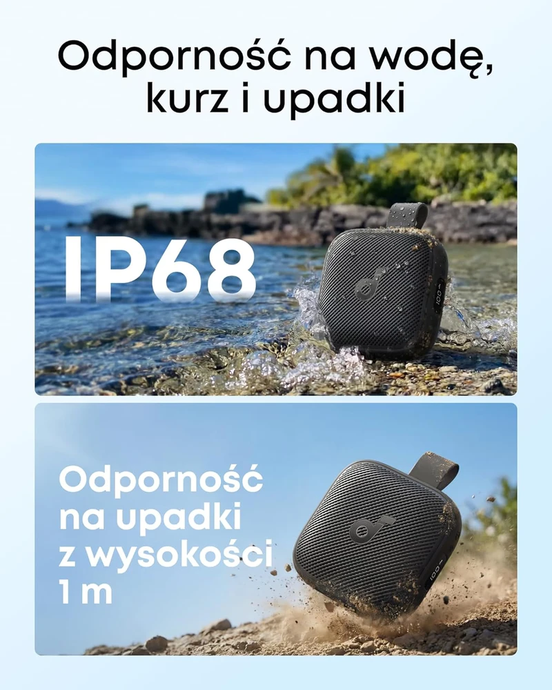 soundcore belaidė nešiojama Bluetooth kolonėlė 15 W, IP68, BassUp 2.0, Boom Go 3i, juoda